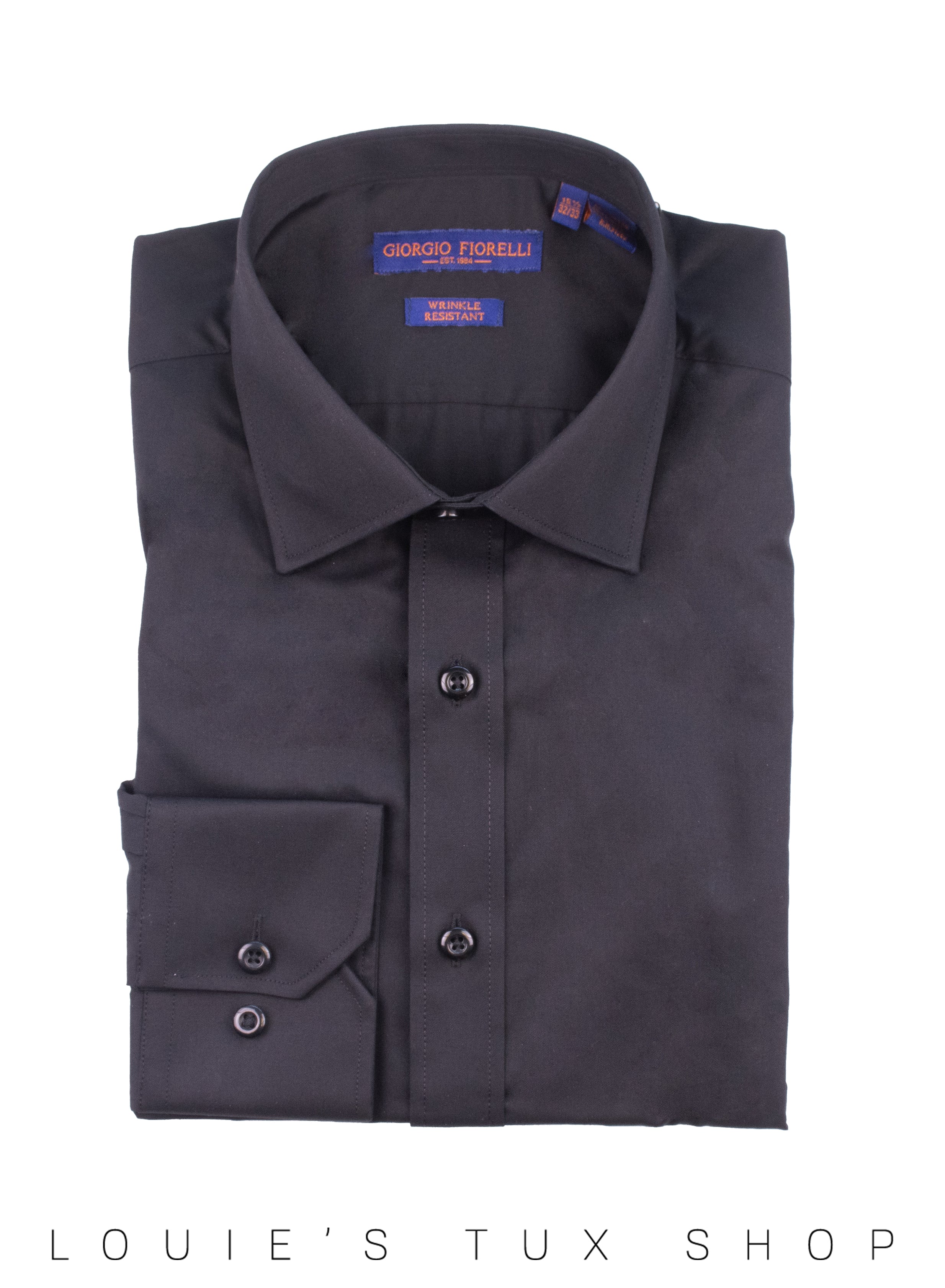 Black Plain Front Dress Shirt