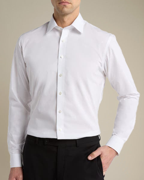 White Plain Front Fitted Dress Shirt